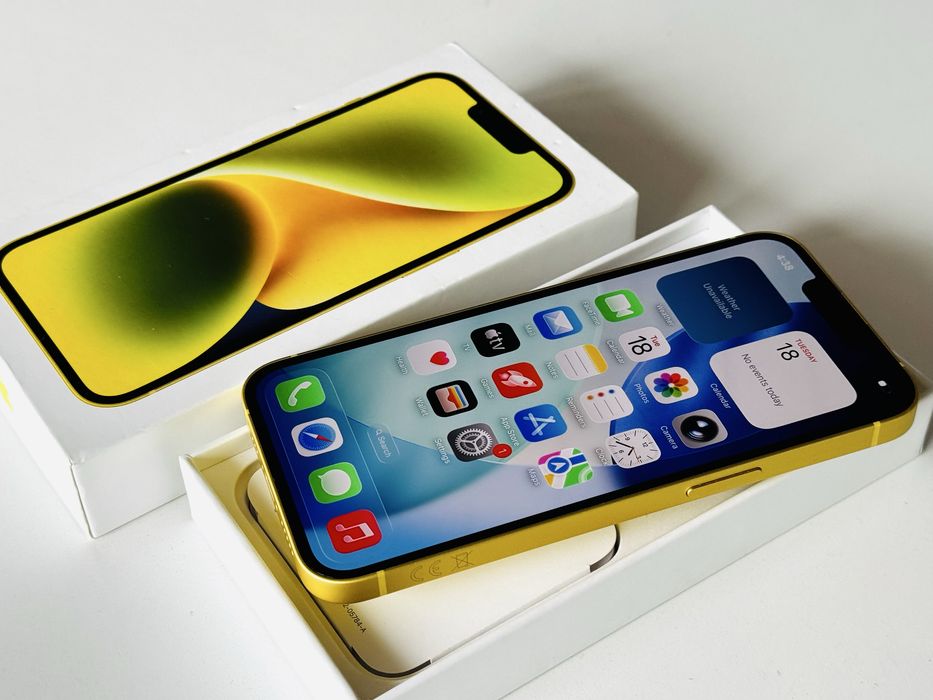 НОВ! Iphone 14 128GB Yellow 100% Батерия! Гаранция 6 месеца