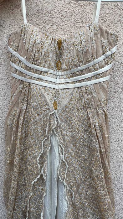 Rochie Aurie Lungă Elegantă pentru Bal Boboci/Preuniversitar/ Banchet