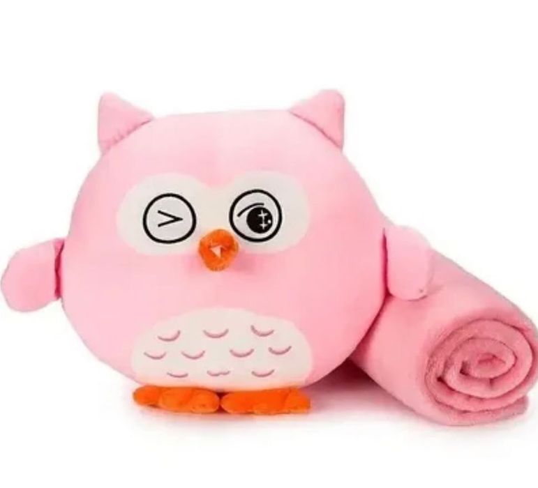 Игрушка-подушка с пледом Сова в ассортименте