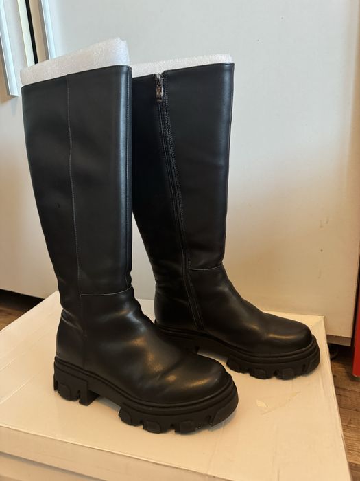 Cizme lungi, puele naturala, negre, Wittchen, 36