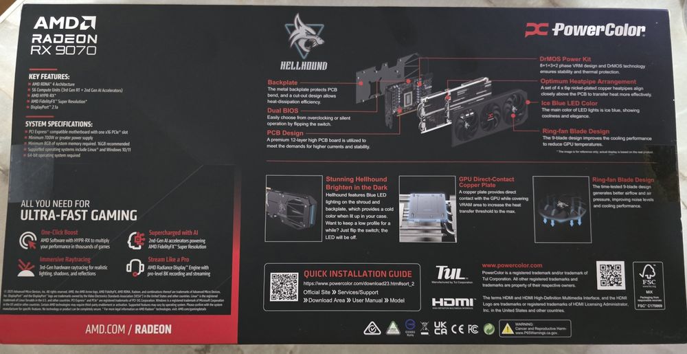 Radeon RX9070 16GB, nou sigilat (Hellhound edition)