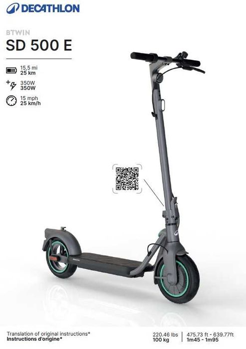 Vand trotineta electrica BTWIN SD500E, 25km, 350W, 25km/h