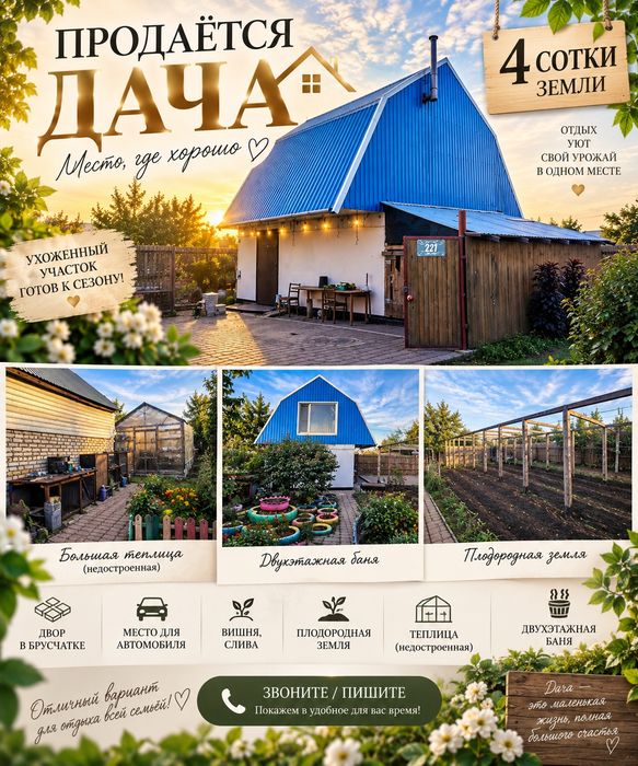 ДАЧА с двузэтажной Баней — ПРОДАЁТСЯ!