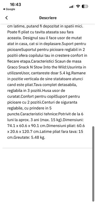 Scaun diversificare Graco