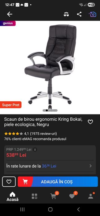 Scaun birou tip fotoliu