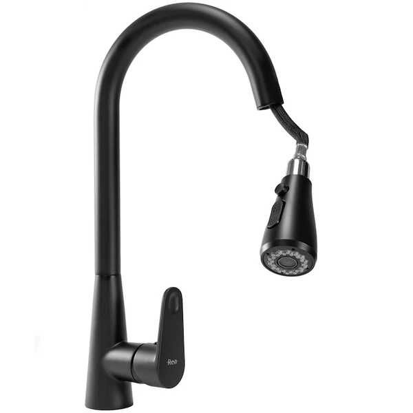 Baterie pentru Bucatarie Negru Mat Dus Extractibil  43 cm