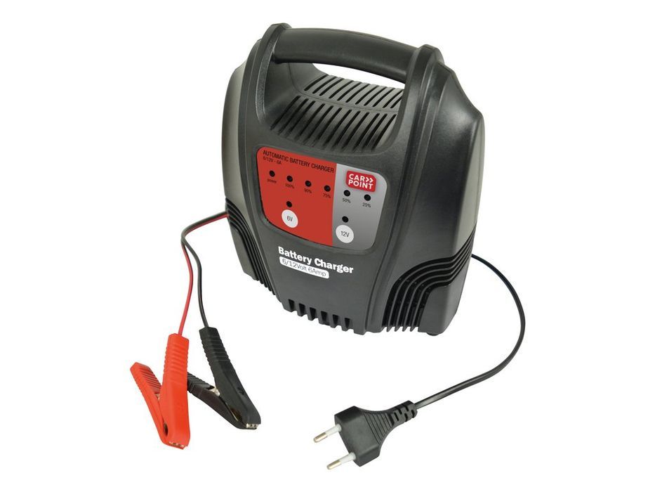 Incarcator acumulator auto Carpoint 6V-12V 6A, redresor automat pentru baterii plumb-acid 12-80Ah, cu 5 leduri si protectie la scurtcircuit