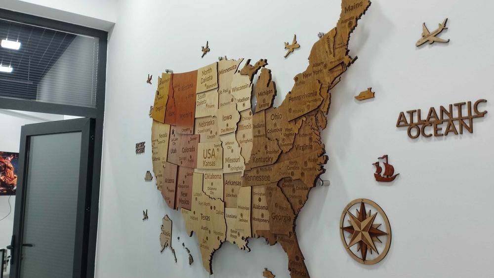 3d karta, USA map, 3Д карта США, 3D Yog‘och AQSH Xaritasi