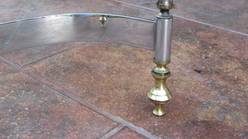 Masuta cafea absolut deosebita alama,inox,sticla vintage anii 70 patin