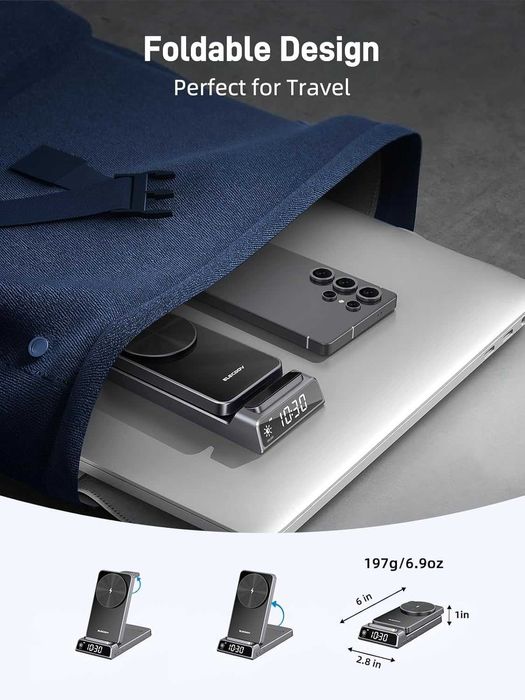 Магнитно безжично зарядно за Samsung, 3 в 1 Mag Safe