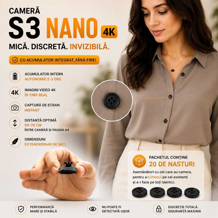 Casti de copiat - Sisteme de copiat - Camera Video in Nasture iCheat S3 Nano Wireless 4K UHD