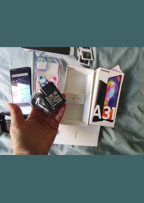 Pachet Complet: Telefon Samsung Galaxy A31 +2 Huse +5 Folii+Incarcator