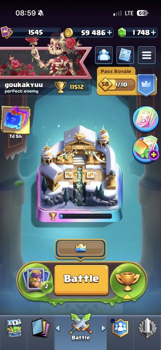 Clash Royale 11.5к | 122/123 карты | 1748 гемов | Max карты