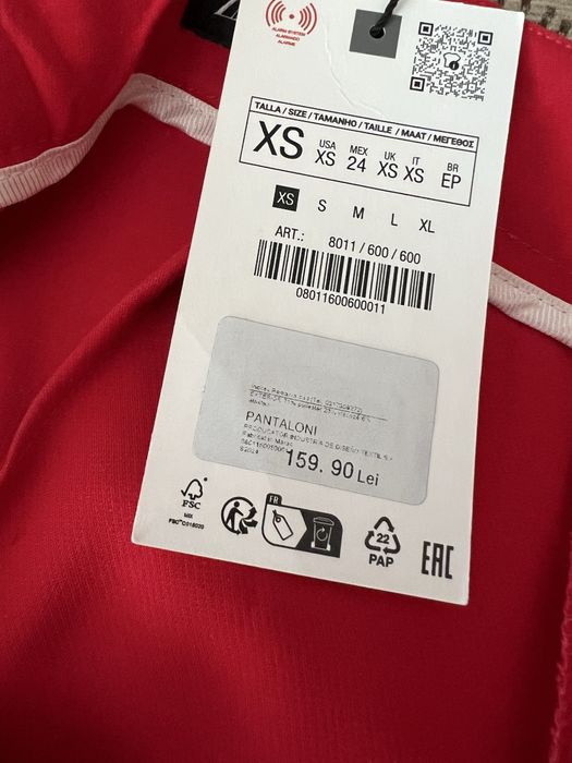 Pantaloni noi cu eticheta ,Zara, XS, rosii