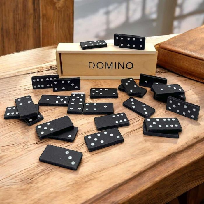 Joc Domino in cutie eleganta din lemn 28 piese 15 x 5 x 3 cm