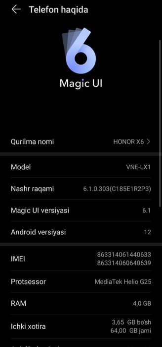 Honor X6 hamma narsasi o'ziniki almashmagan.
