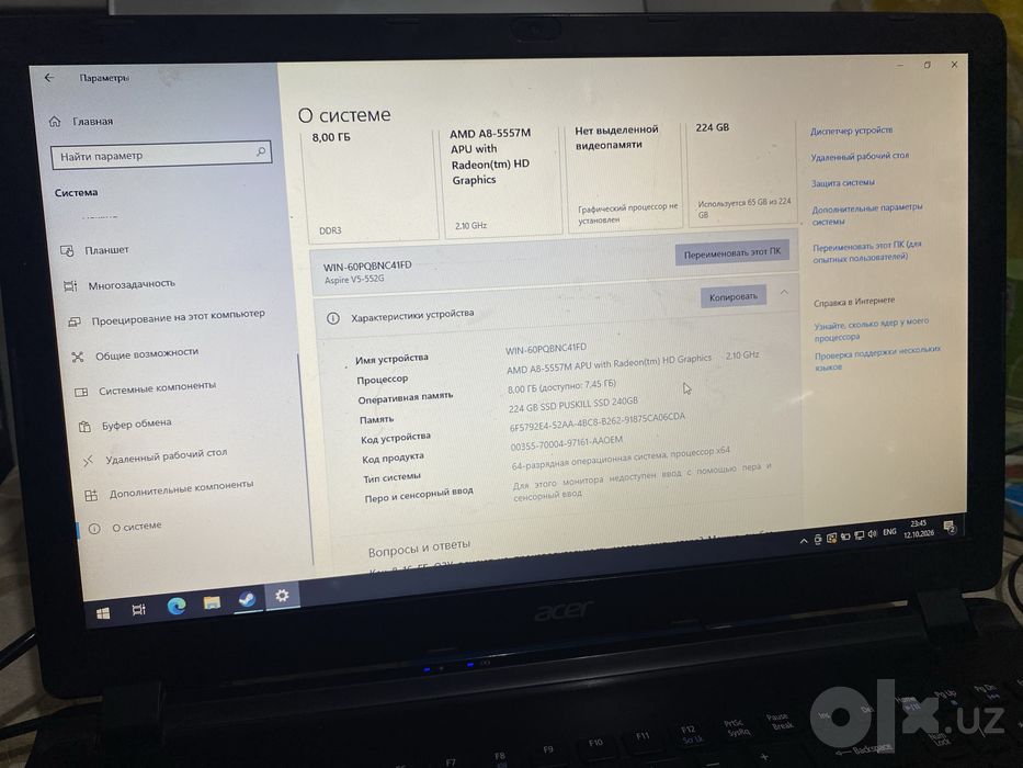 Noutbook acer windovs 10pro