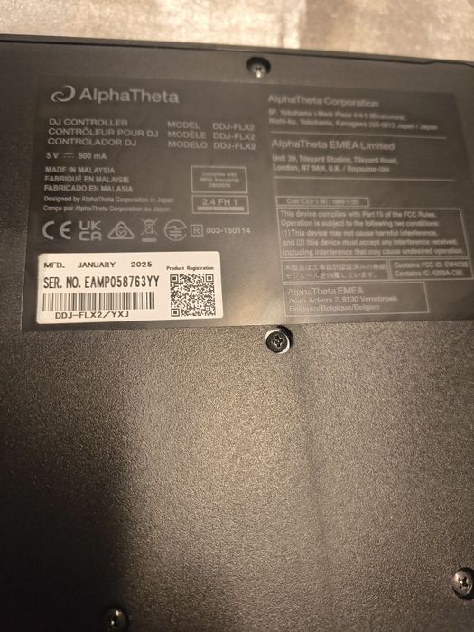 DJ контролер, AlphaTheta, DDJ-FLX2 с 2 канала, черен
