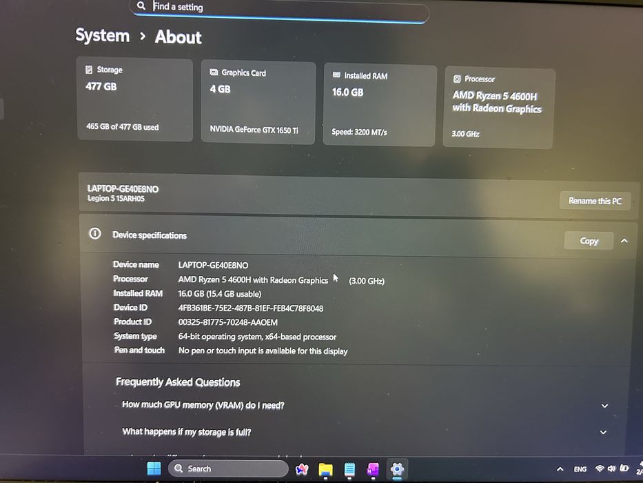 Продаю ноутбук Lenovo legion