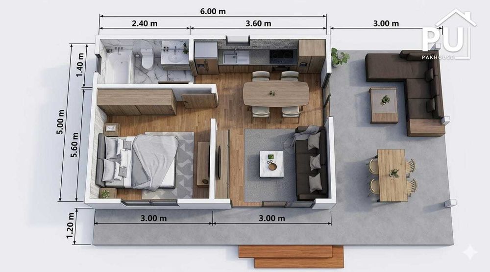 Kit casa lemn 45 mp