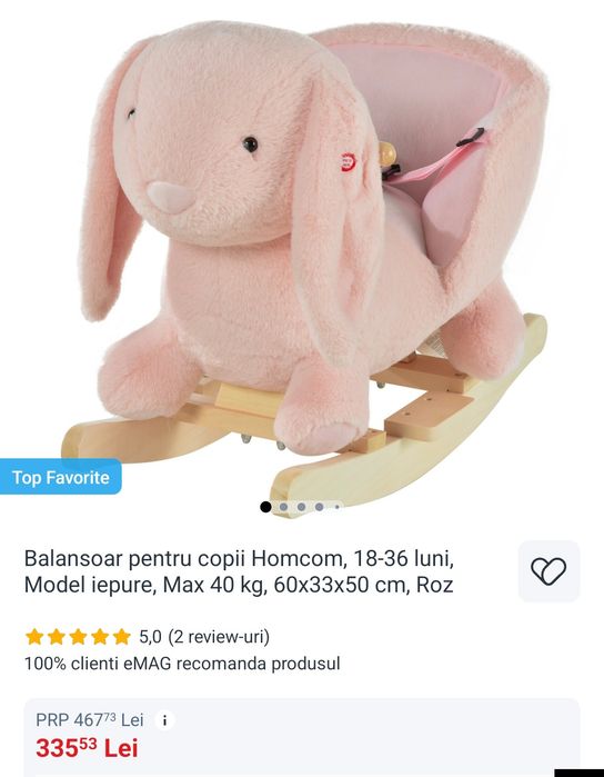 Balansoar iepuras pentru copii