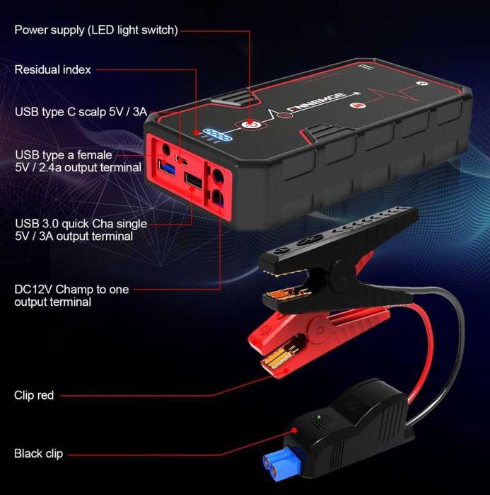 Robot pornire auto jump starter FNNEMGE peak 5000A