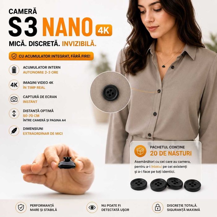 Casti de copiat Fara Fire - Casca de copiat - iCheat S3 Nano 4K UHD Mini cu Baterie Interna