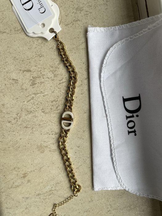 Черна гривна диор кристиан златна златиста неръждаема стомана бяла