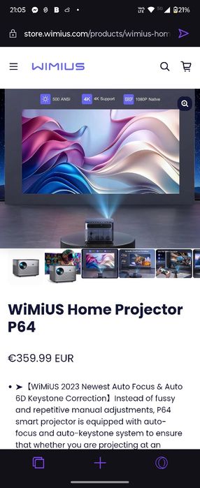 Проектор wimius p64 "4k"