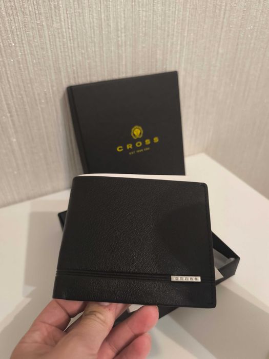 Мъжки портфейл Cross, без монетник, черен, ест. кожа
