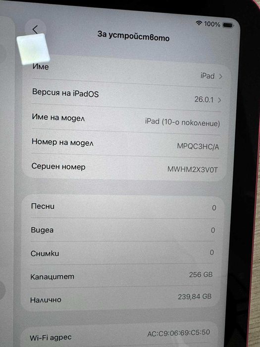 Apple iPad 10.9  256GB Wi-Fi 10 GEN
