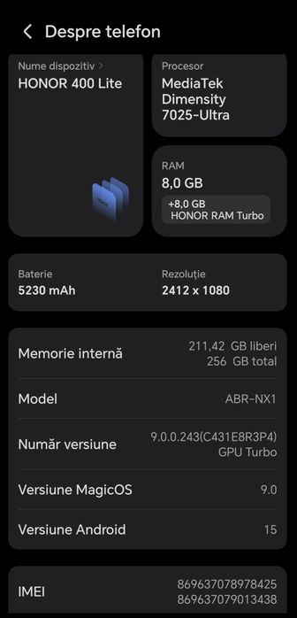 Honor 400 lite 256/8+8Gb