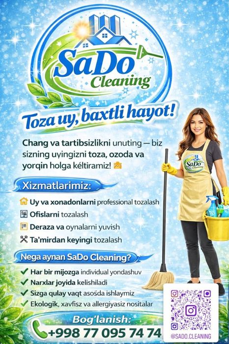 Uy tozalash xizmati/ SaDo_cleaning