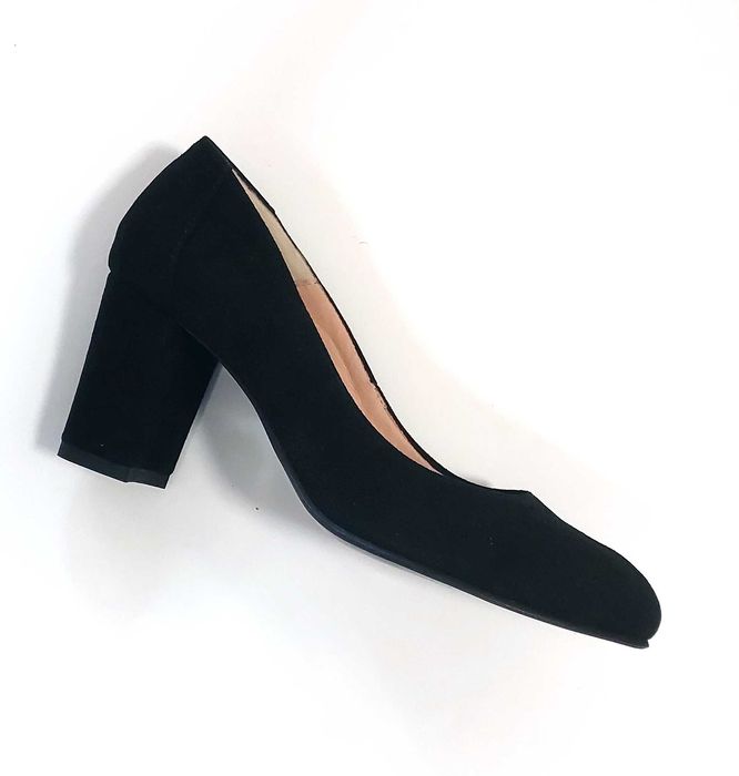 Pantofi din piele naturala intoarsa, negru, masura 35