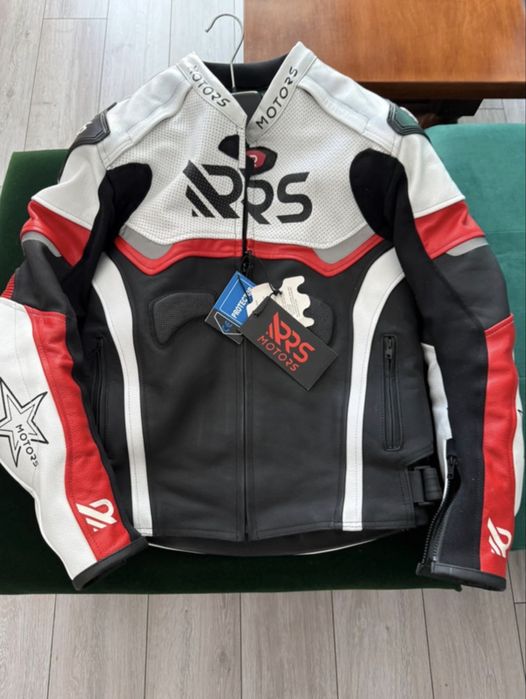 Geacă moto piele bovină RRS Motors L / protecții Level 2 / racing / touring