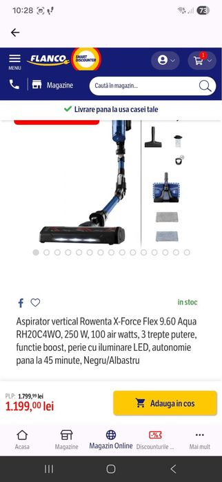 Vand aspirator rowenta x force flex 9.60