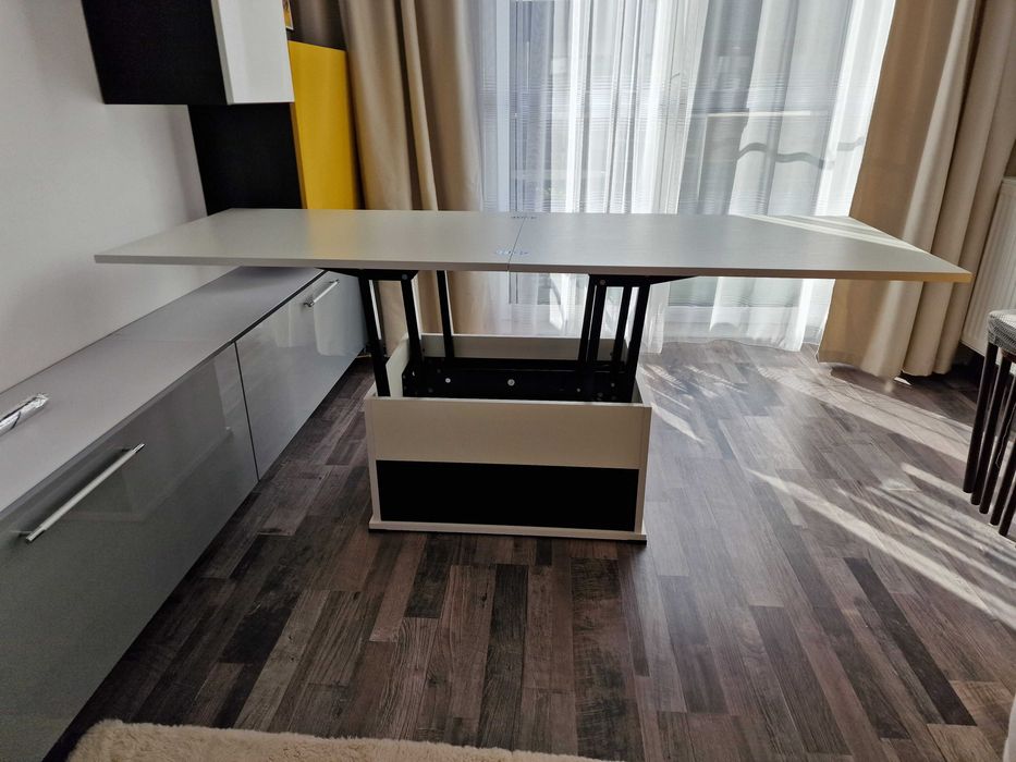 Masa Cafea cu sertar Extensibila alb/negru