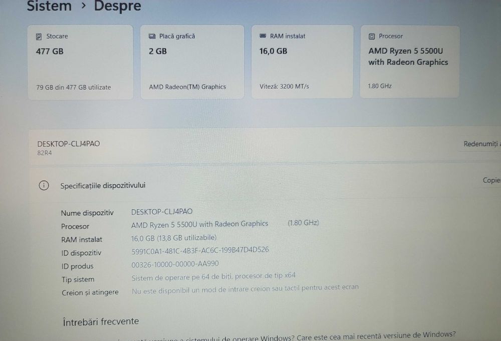 Laptop (Gaming) NOU la cutie Lenovo cu Ryzen 5 + 16GB ram si SSD 512GB