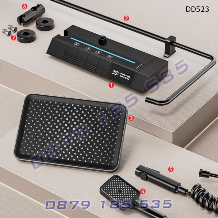 Луксозна душ система светещ смесител LED дисплей пита слушалка баня