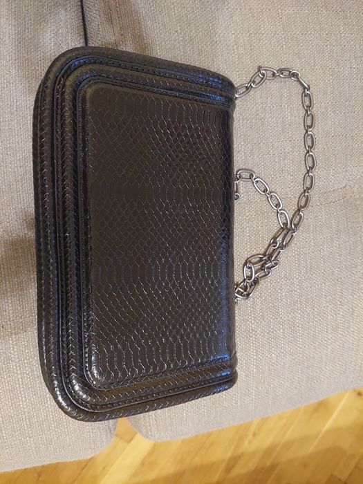 Черна кожена чанта ZARA