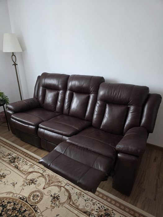 Canapea recliner piele naturală
