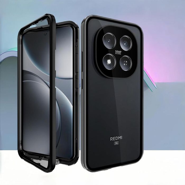 Двоен магнитен кейс за xiaomi redmi note 15 4g със защита на камерите
