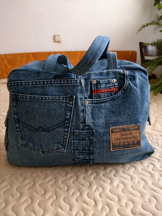 Пътна чанта от дънков плат