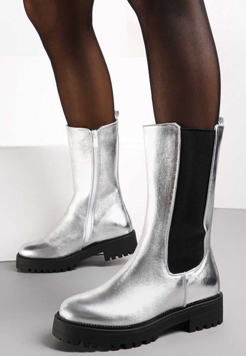 Botine argintii de dama