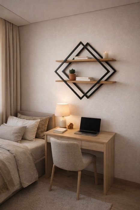 Ромб-полка из металла и фанеры