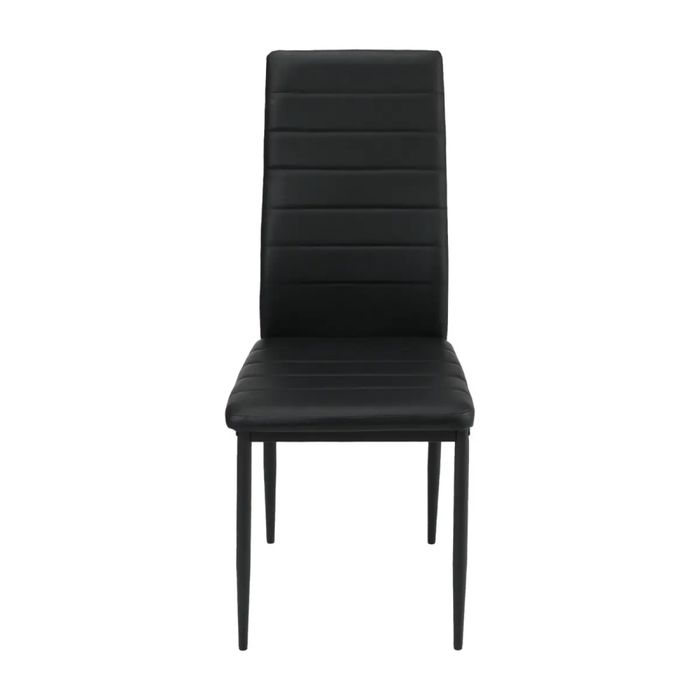 Set de 6 scaune de masă negre cu spătar înalt și căptușite, noi