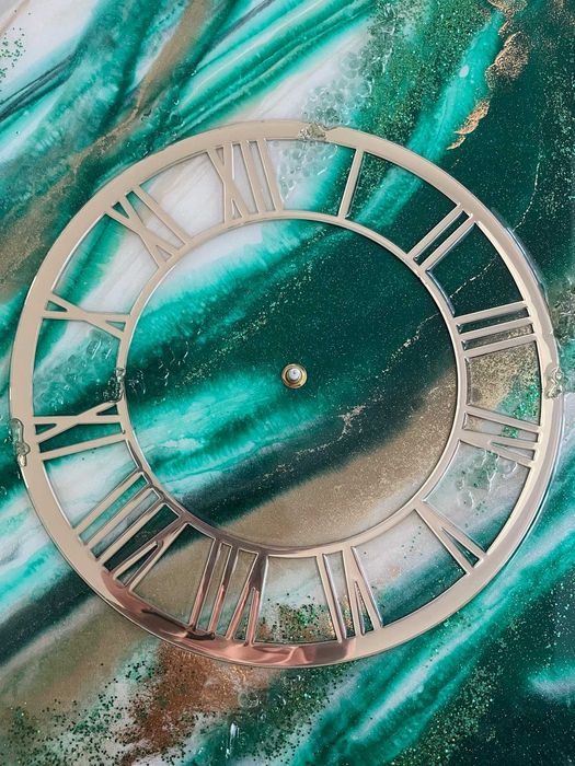 Tablou-ceas din rășină 70X70 ALB Resin Art