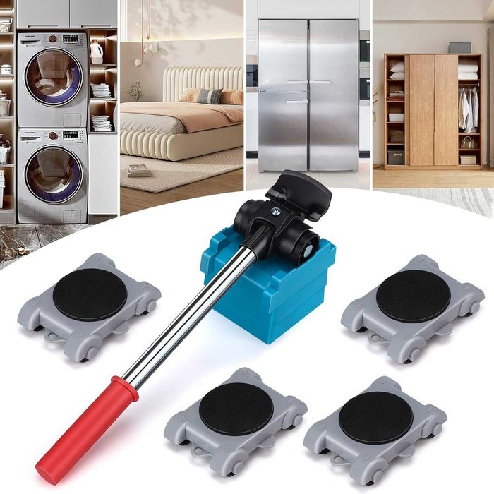 Kit ridicare si transport mobila cu levier si role pivotante 150 kg