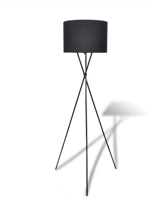 Lampadar cu abajur si stativ, Tesatura, Negru