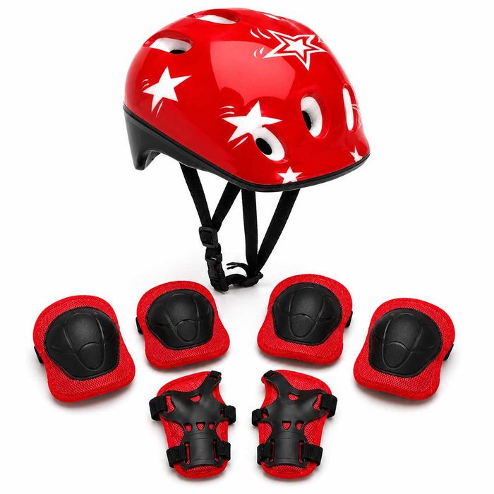 Set Protectie Pentru Copii 7 in 1, Casca, Genunchiere, Cotiere si Aparatori Incheieturi pentru Bicicleta, Trotineta, Role